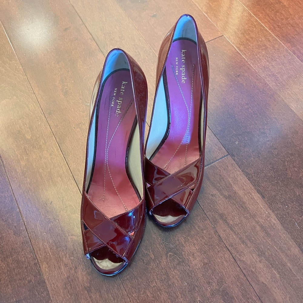 Kate Spade Burgundy Peep Toe Heels